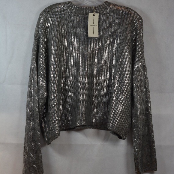 Moon & Madison Foil Silver Cable Knit Sweater NWT SZ L - Picture 13 of 13